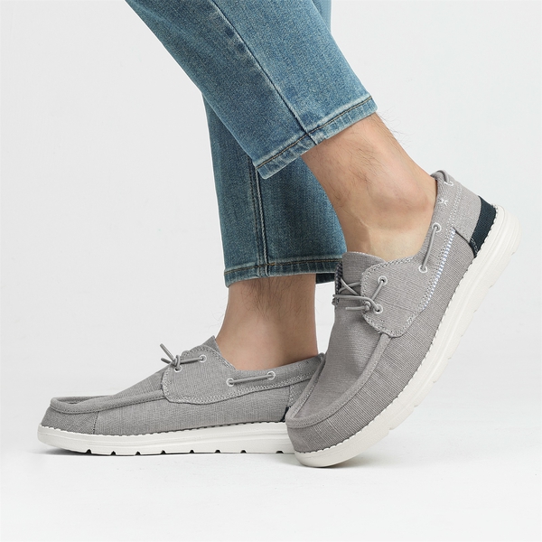 Minimalist Men's Slip On  Canvas Loafers - GREY - 7